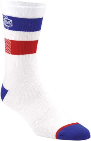 100% Flow Performance Socks - White - Large/XL 20049-00005