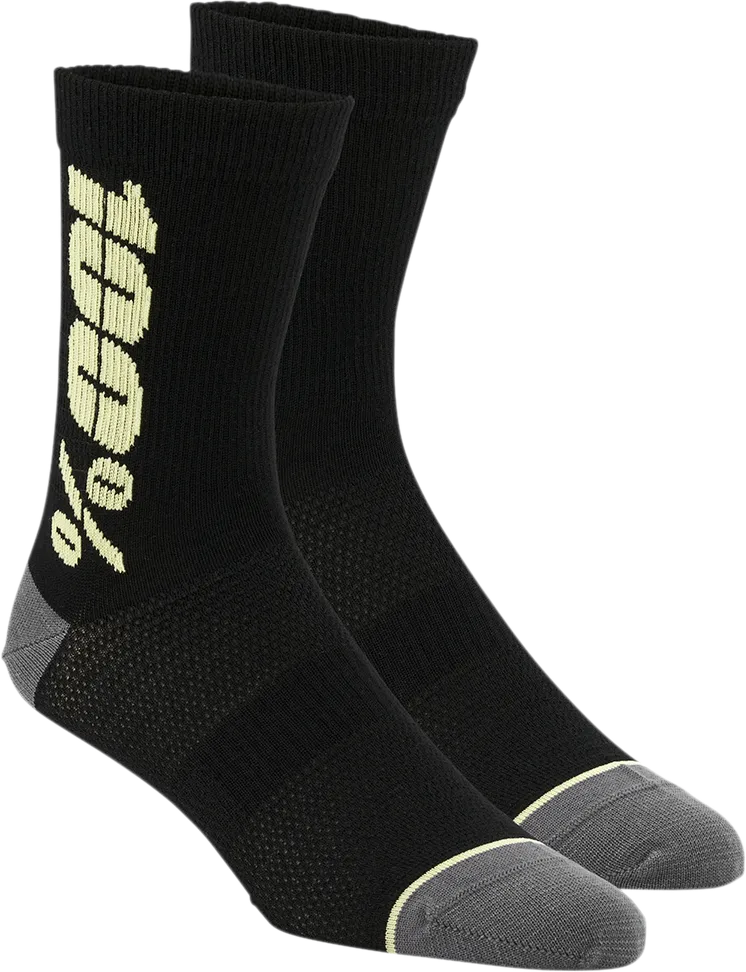 100% Rythym Socks - Black/Yellow - Large/XL 24006-014-18