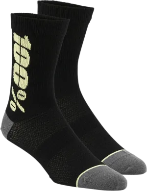 100% Rythym Socks - Black/Yellow - Large/XL 24006-014-18