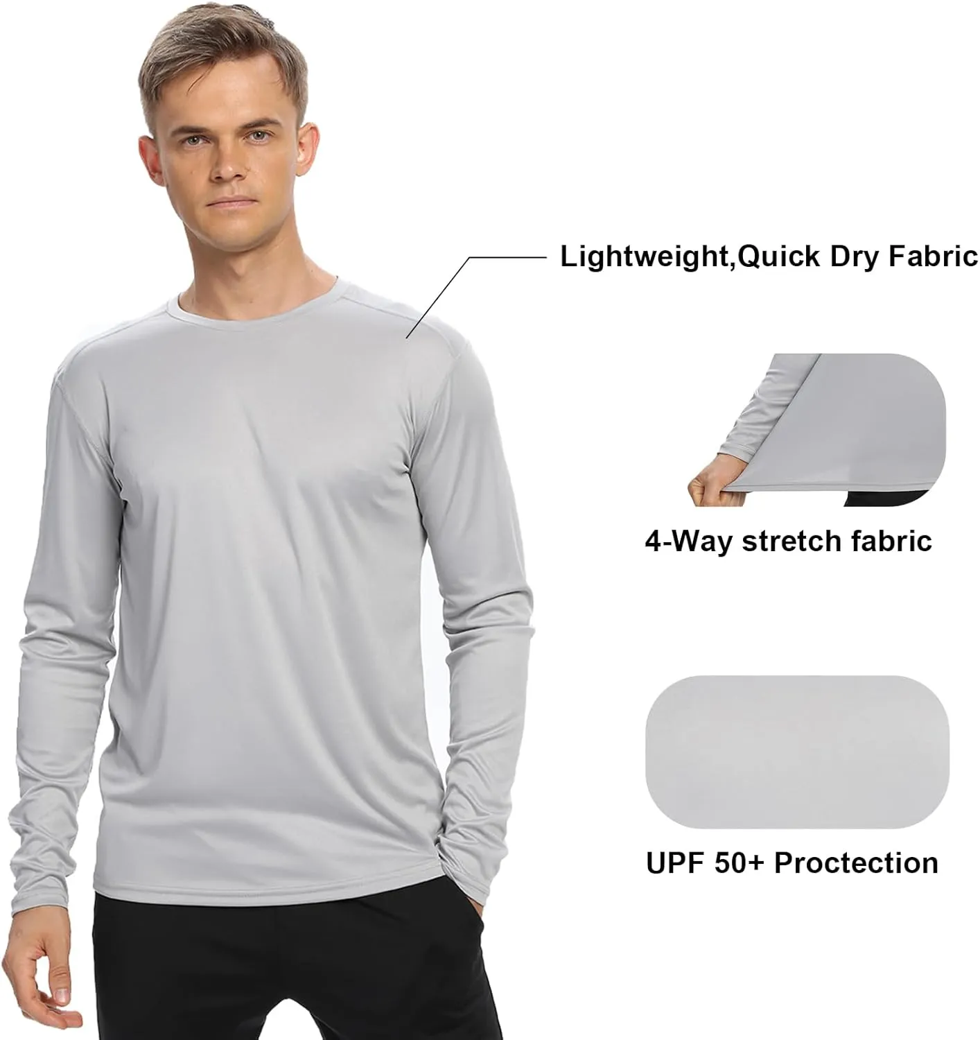 1/3 /6 Pack Mens Long Sleeve T Shirts,Running Sun Protection UPF 50  Shirts Quick-Dry Lightweight Workout T-Shirts