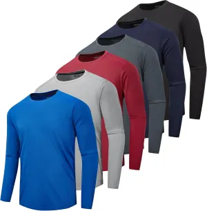 1/3 /6 Pack Mens Long Sleeve T Shirts,Running Sun Protection UPF 50  Shirts Quick-Dry Lightweight Workout T-Shirts