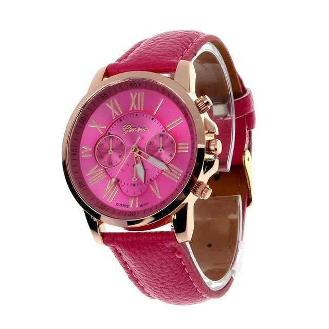 2017 Hot Sale Fashion Wristwatch Women Men Large Dial Geneva Roman Numerals Faux Leather Analog Quartz Dress Watch Feb 18