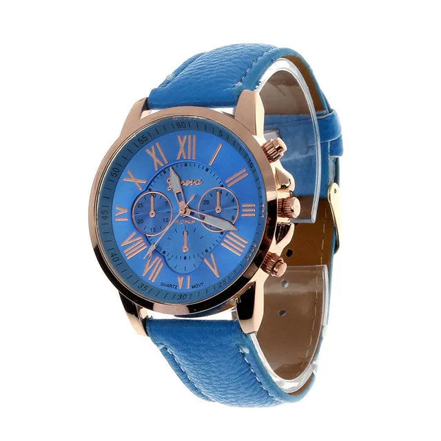 2017 Hot Sale Fashion Wristwatch Women Men Large Dial Geneva Roman Numerals Faux Leather Analog Quartz Dress Watch Feb 18