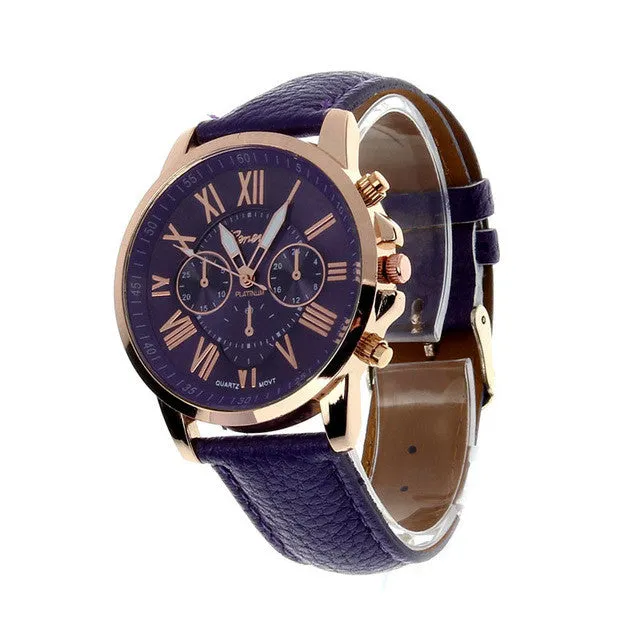 2017 Hot Sale Fashion Wristwatch Women Men Large Dial Geneva Roman Numerals Faux Leather Analog Quartz Dress Watch Feb 18