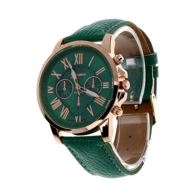 2017 Hot Sale Fashion Wristwatch Women Men Large Dial Geneva Roman Numerals Faux Leather Analog Quartz Dress Watch Feb 18