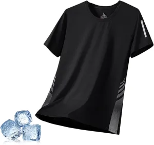 2025 New Men's Breathable Soft Short Sleeve Shirts Cooling Ice Silk Running Shirts Quick Dry Breathable Tops