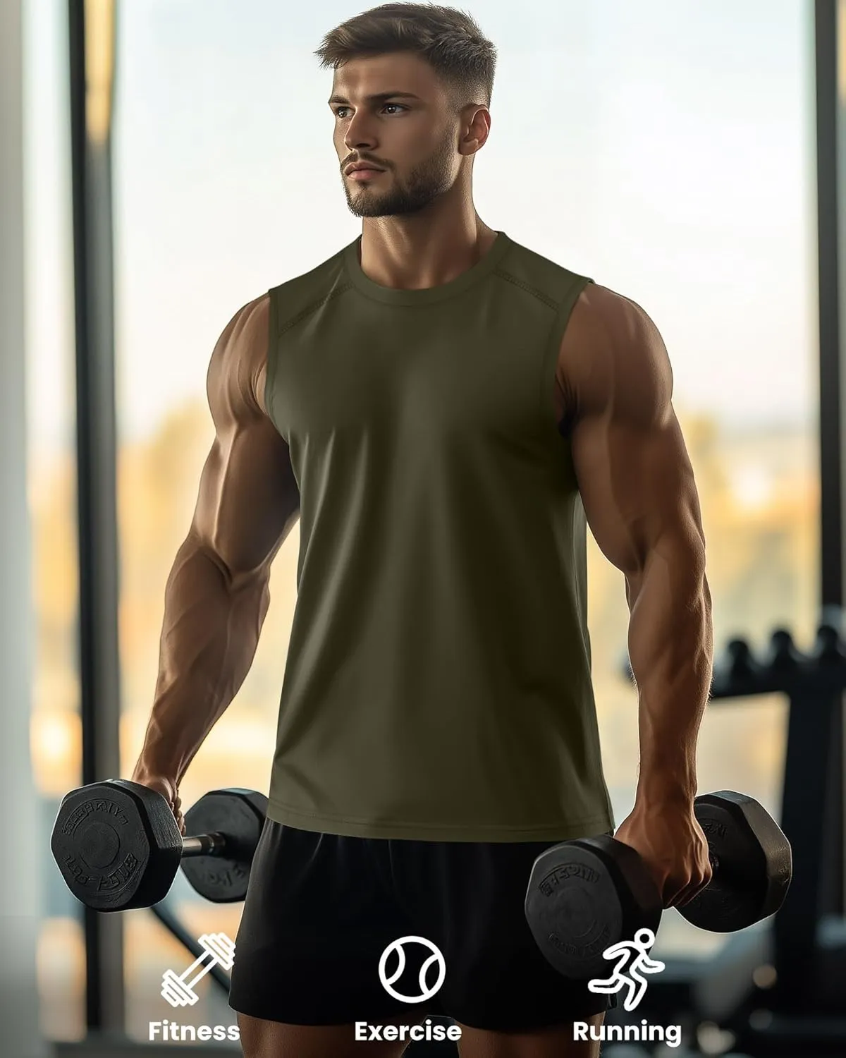3 Pack Men's Big and Tall Tank Tops, Crewneck Sleeveless Tee Shirts Cotton Workout Swim Running Gym Muscle Shirts