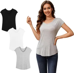 3PCS Womens Vneck Tshirts, Soft Womens T Shirts, Modal Spring Tops for Women2024