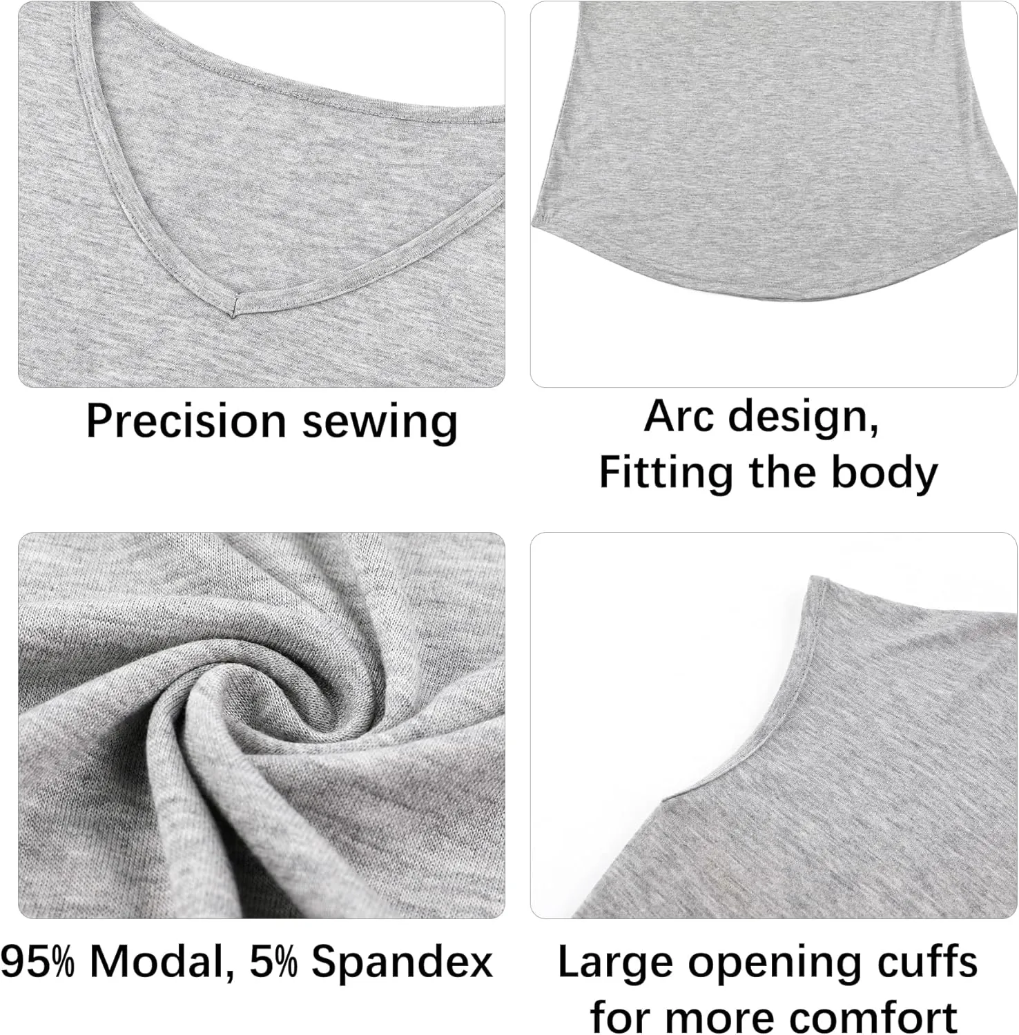 3PCS Womens Vneck Tshirts, Soft Womens T Shirts, Modal Spring Tops for Women2024