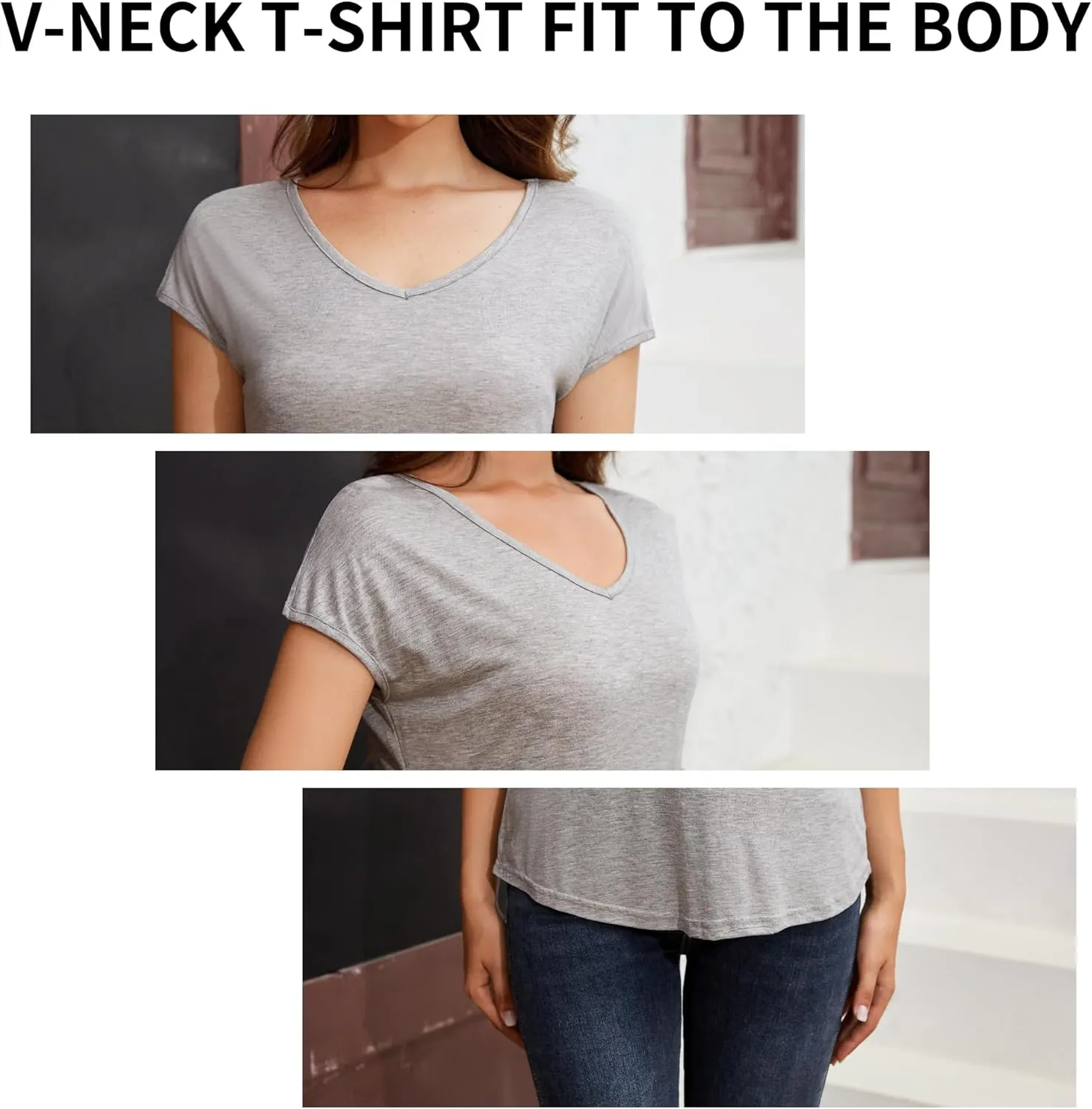 3PCS Womens Vneck Tshirts, Soft Womens T Shirts, Modal Spring Tops for Women2024
