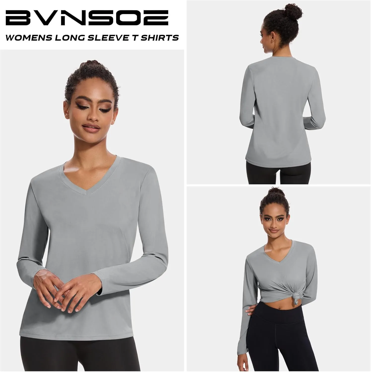 4-7 Pack Long Sleeve Shirts for Women,Moisture Wicking Shirts Long Sleeve Workout Tops for Women V Neck Hiking T-Shirts