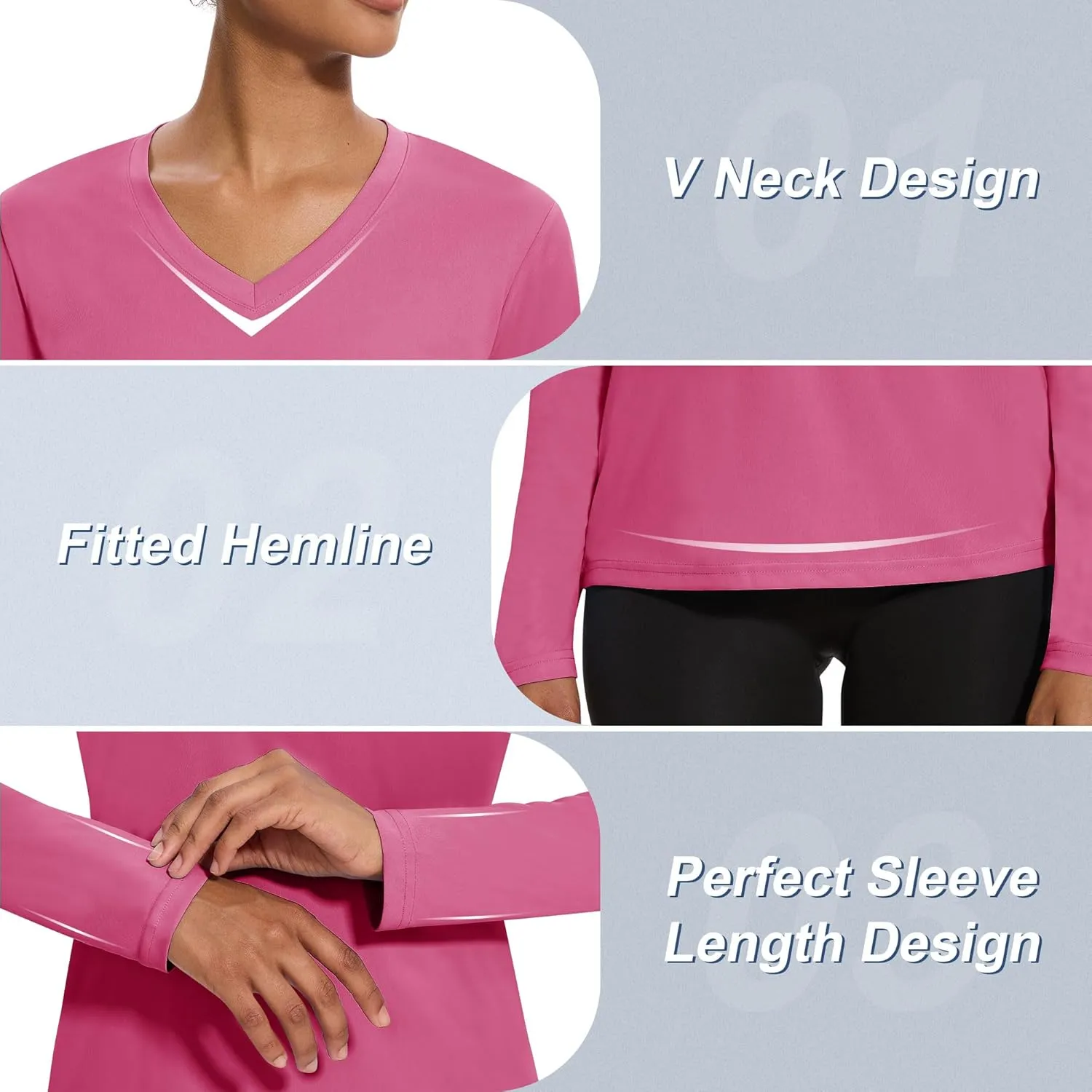4-7 Pack Long Sleeve Shirts for Women,Moisture Wicking Shirts Long Sleeve Workout Tops for Women V Neck Hiking T-Shirts