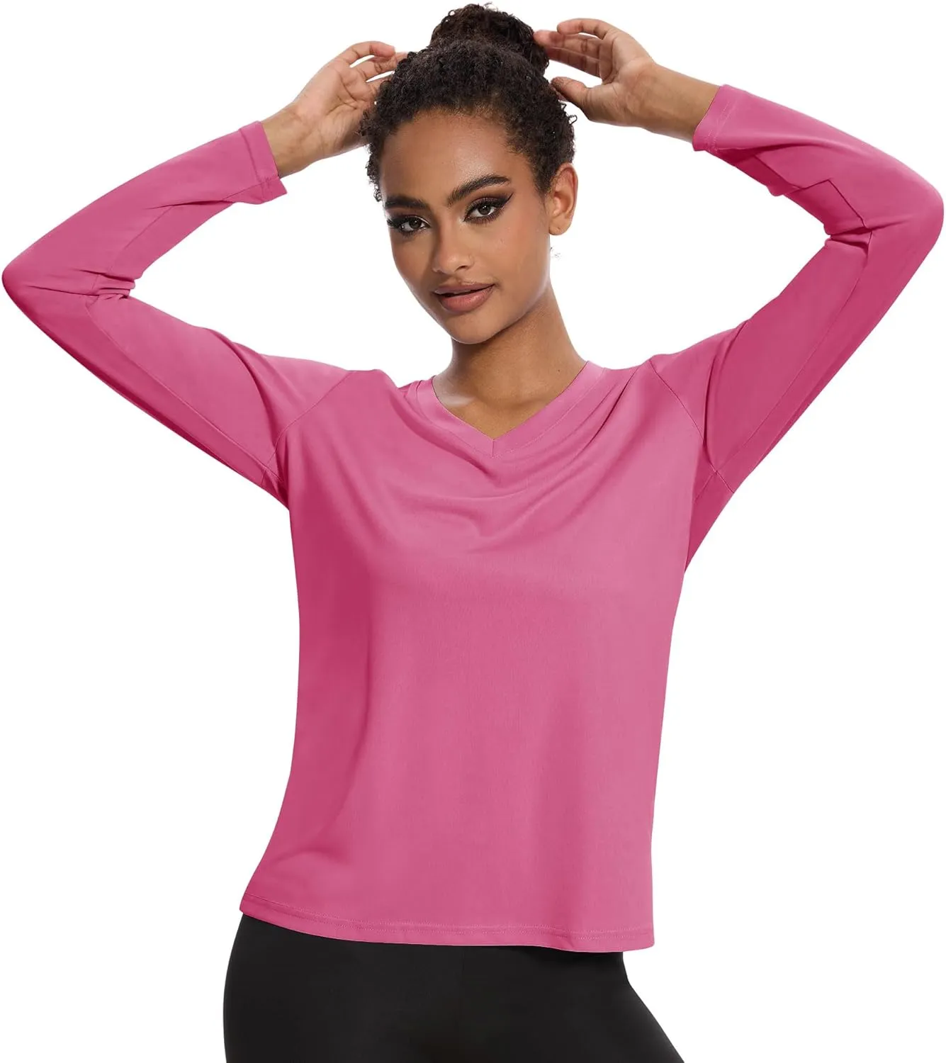 4-7 Pack Long Sleeve Shirts for Women,Moisture Wicking Shirts Long Sleeve Workout Tops for Women V Neck Hiking T-Shirts