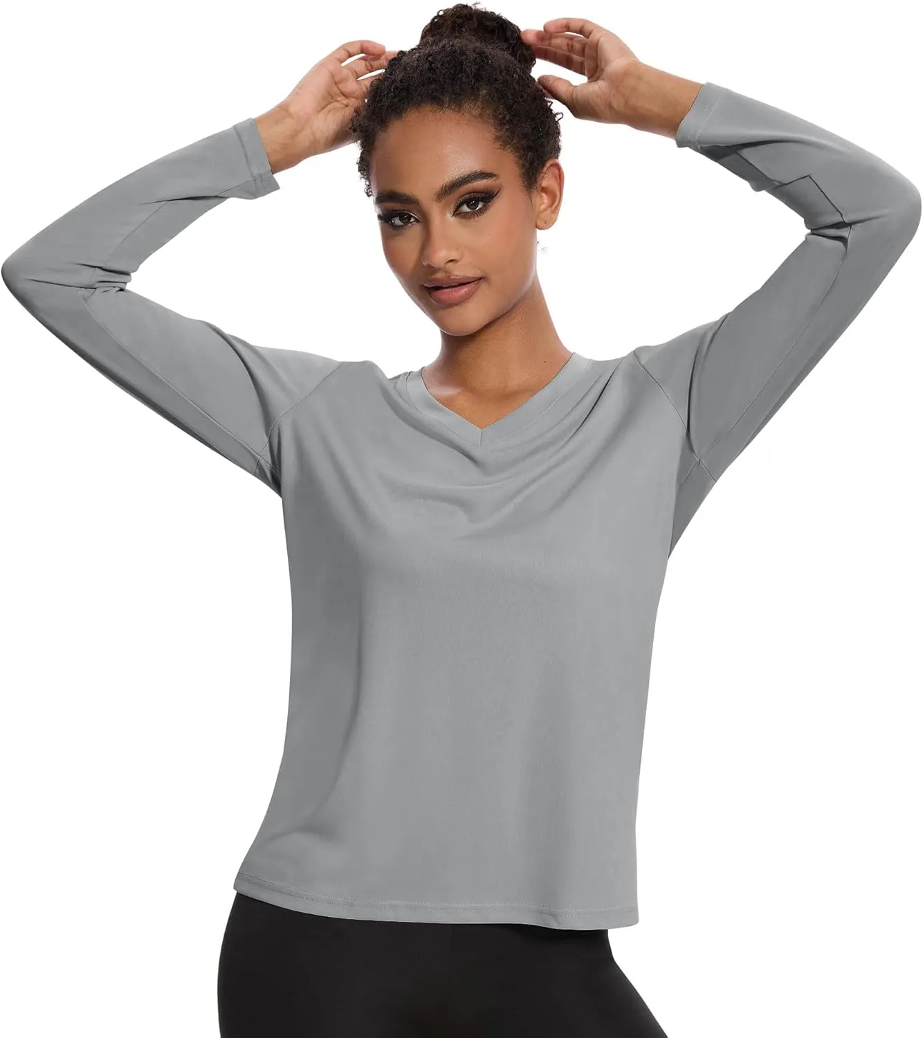 4-7 Pack Long Sleeve Shirts for Women,Moisture Wicking Shirts Long Sleeve Workout Tops for Women V Neck Hiking T-Shirts