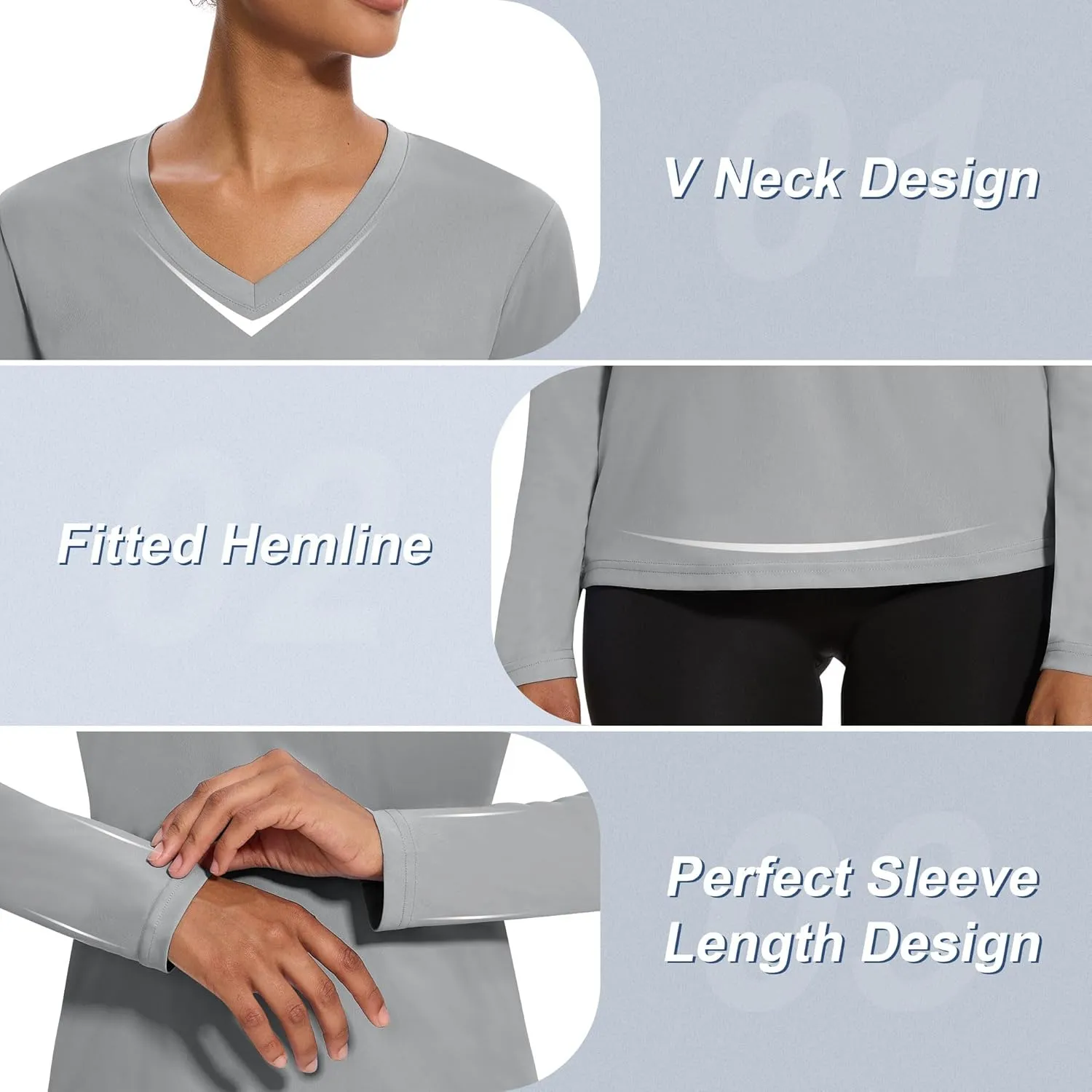 4-7 Pack Long Sleeve Shirts for Women,Moisture Wicking Shirts Long Sleeve Workout Tops for Women V Neck Hiking T-Shirts