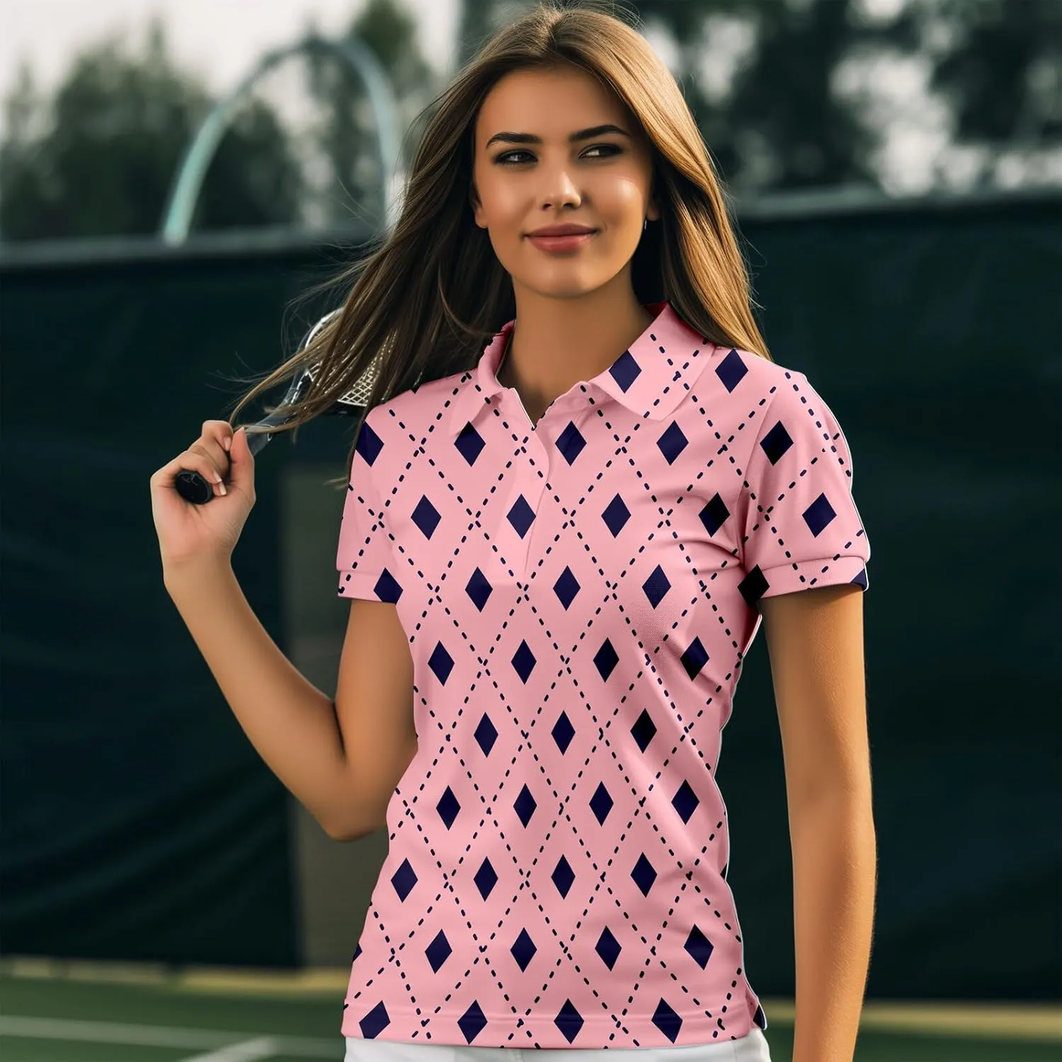 80s 90s Funny Golf Shirts for Women Quick Dry Golf Outfits Athletic Golf Top Printed Golf Tennis Shirts