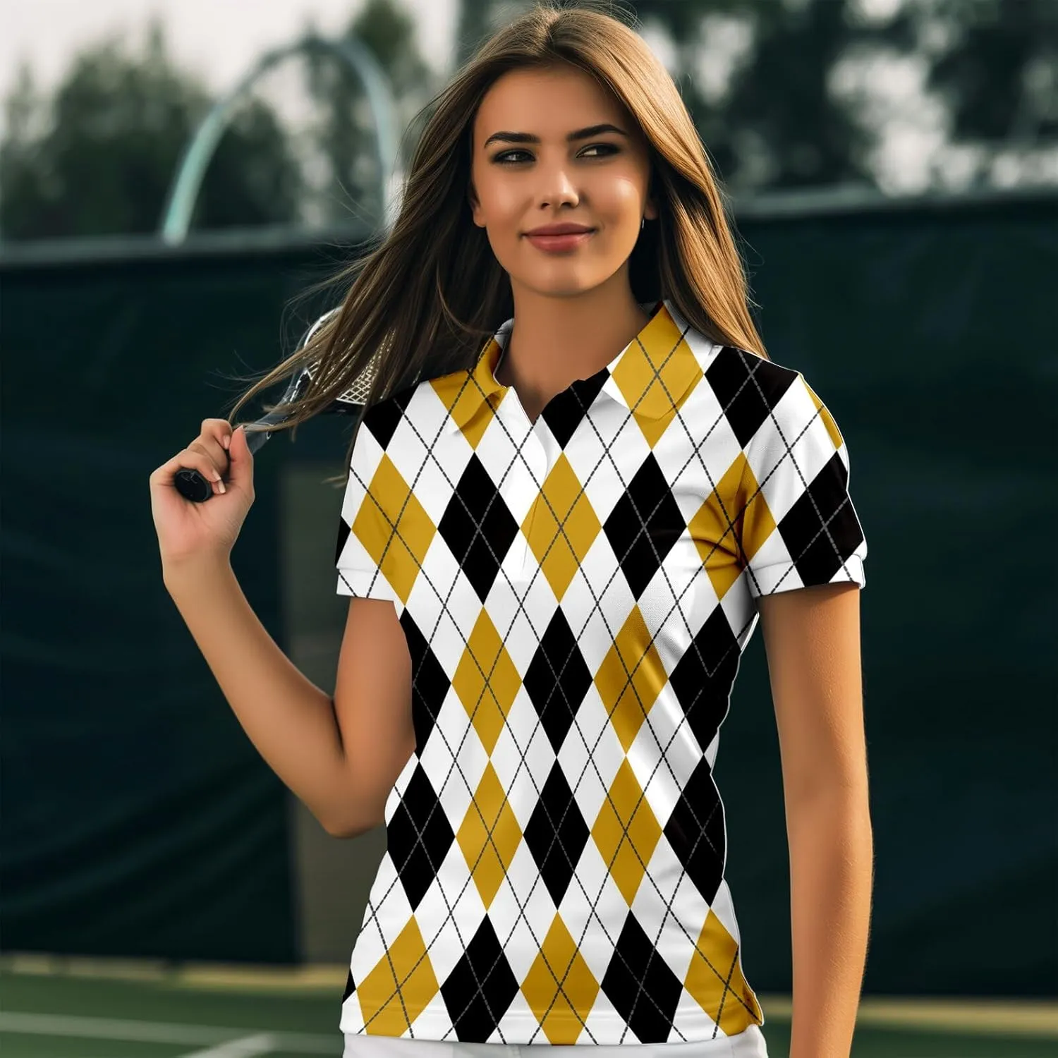 80s 90s Funny Golf Shirts for Women Quick Dry Golf Outfits Athletic Golf Top Printed Golf Tennis Shirts