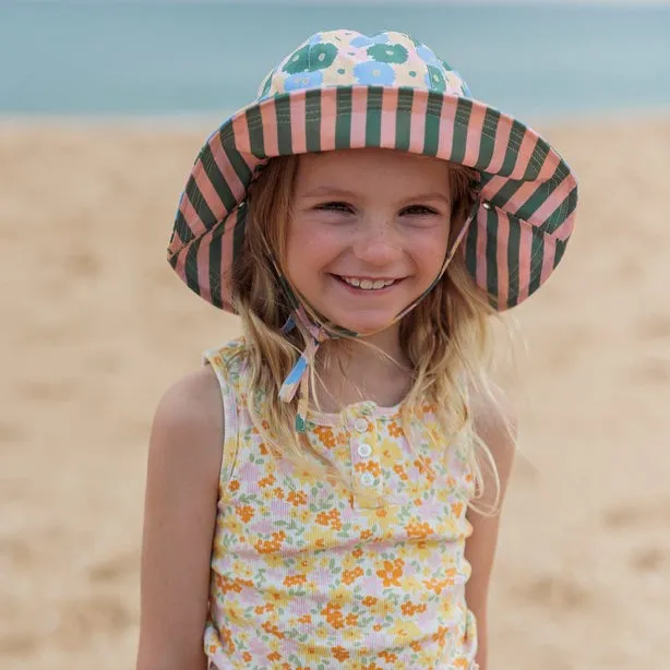 Acorn Kids: Wide Brim Reversible Sunhat Full Bloom Pink Green