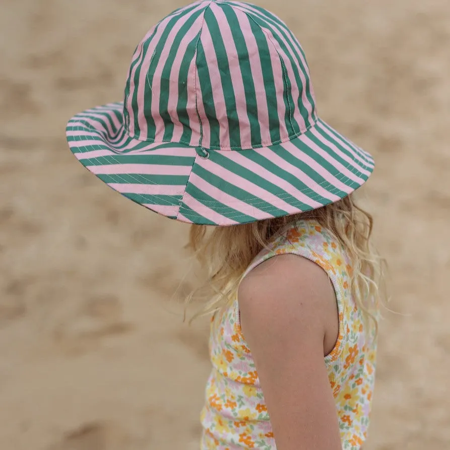 Acorn Kids: Wide Brim Reversible Sunhat Full Bloom Pink Green