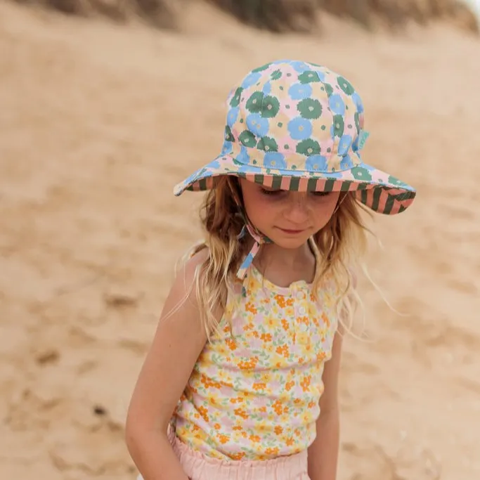 Acorn Kids: Wide Brim Reversible Sunhat Full Bloom Pink Green