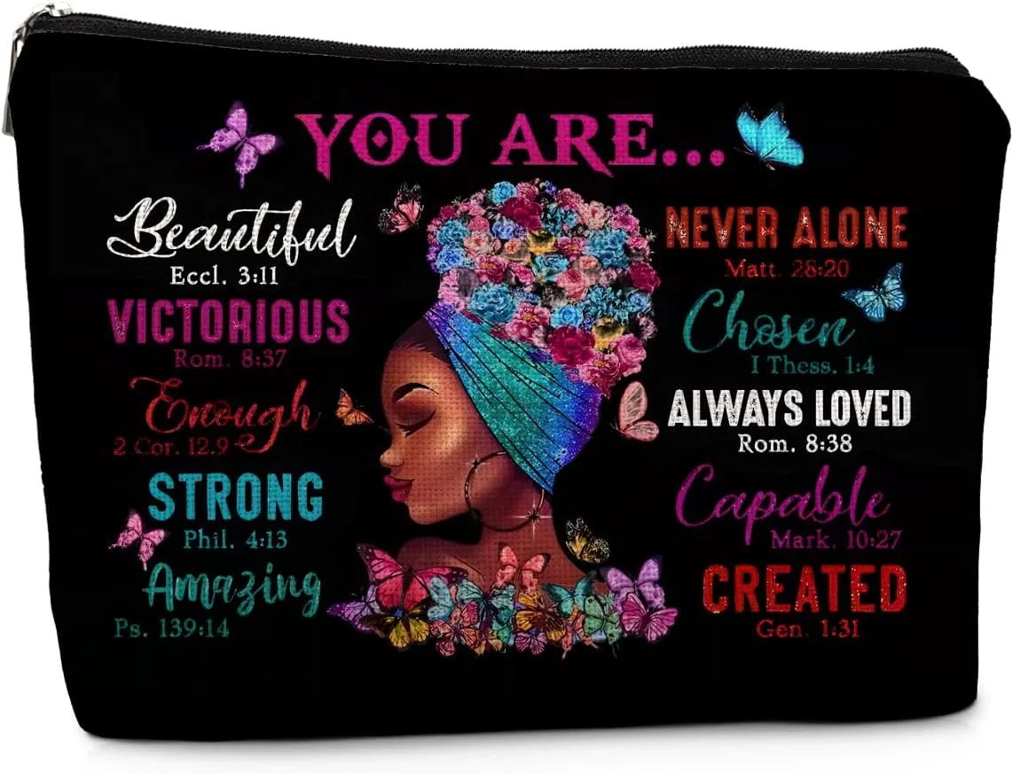 African American Small Makeup Bag, Gifts for Black Woman, Girl Magic Cosmetic Bags for Women