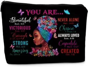 African American Small Makeup Bag, Gifts for Black Woman, Girl Magic Cosmetic Bags for Women