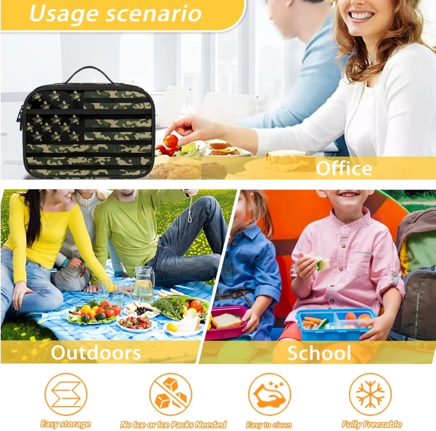 Agoviwo Camo Print Boys Backpack with Lunch Bag Soft Casual Book Bag Lightweight Backpack for Grades 1-3