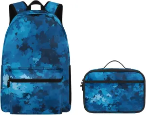 Agoviwo Camo Print Girls Aesthetic Backpack with Insulated Lunch Bag Lightweight School Book Bag for Grades 1-3