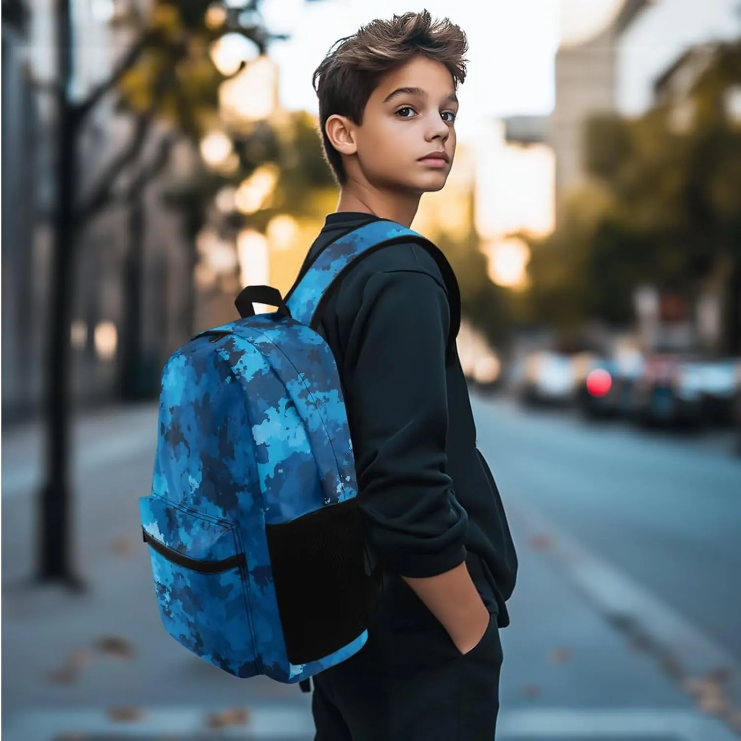Agoviwo Camo Print Girls Aesthetic Backpack with Insulated Lunch Bag Lightweight School Book Bag for Grades 1-3