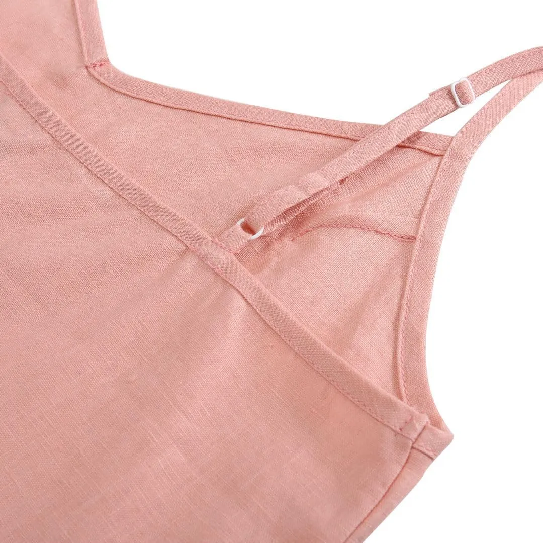 Amazhiyu Women's Linen Camisole Tank Top V-Neck Loose Casual Adjustable Strap Tops