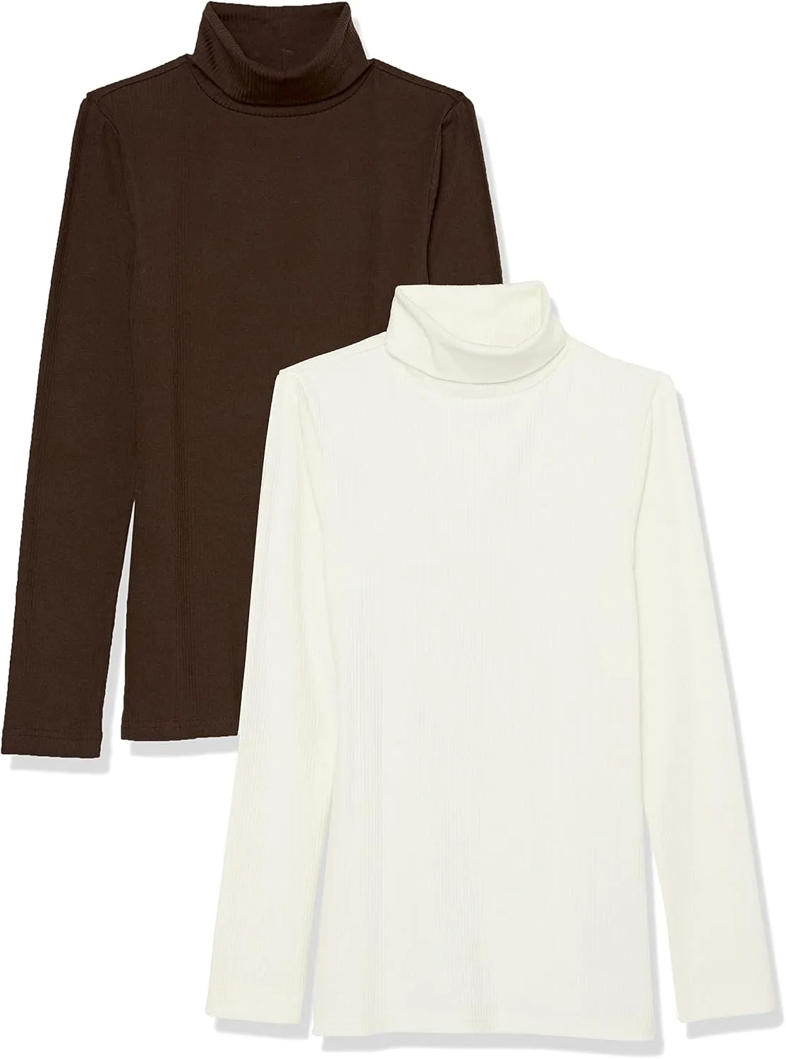 Amazon Essentials Women's Slim-Fit Layering Long Sleeve Knit Rib Turtleneck Top (Available in Plus Size), Pack of 2