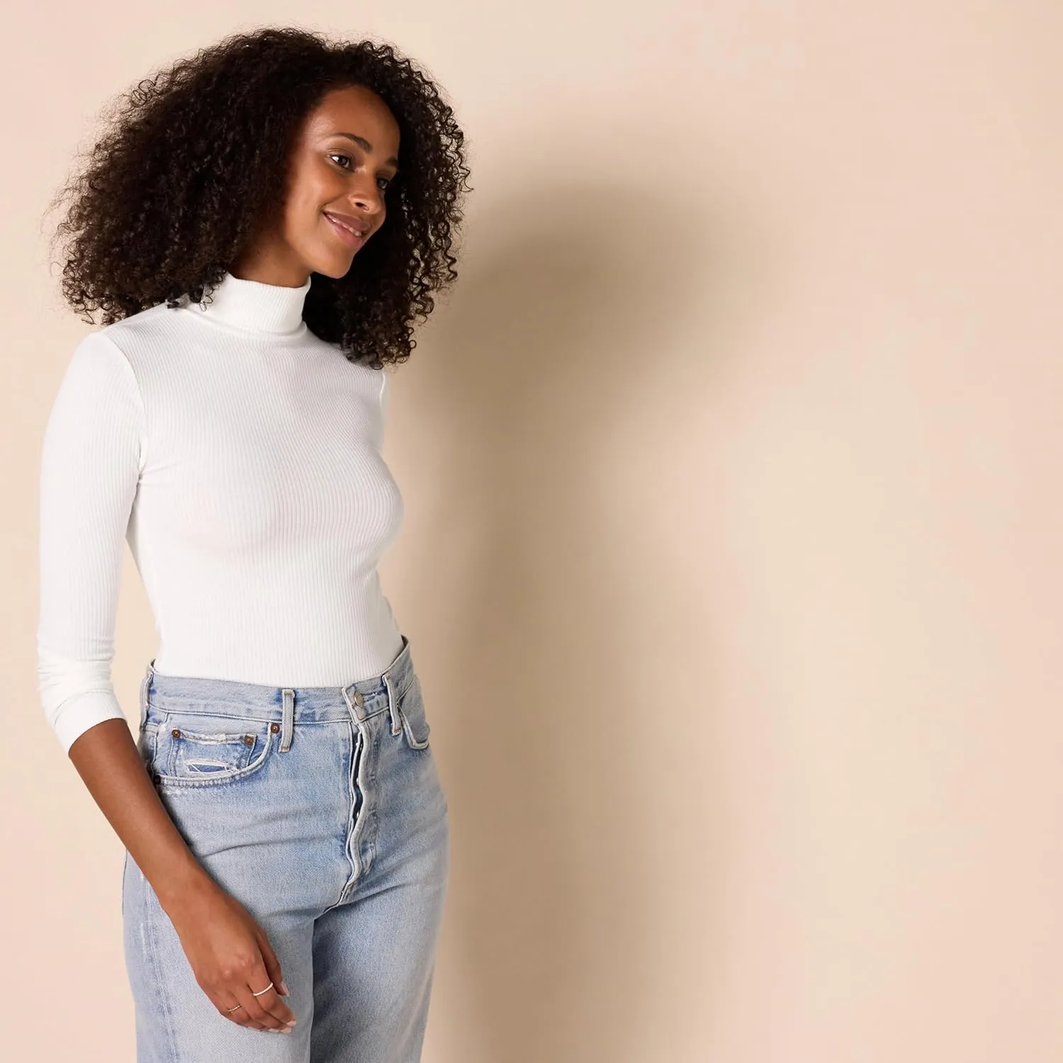 Amazon Essentials Women's Slim-Fit Layering Long Sleeve Knit Rib Turtleneck Top (Available in Plus Size), Pack of 2