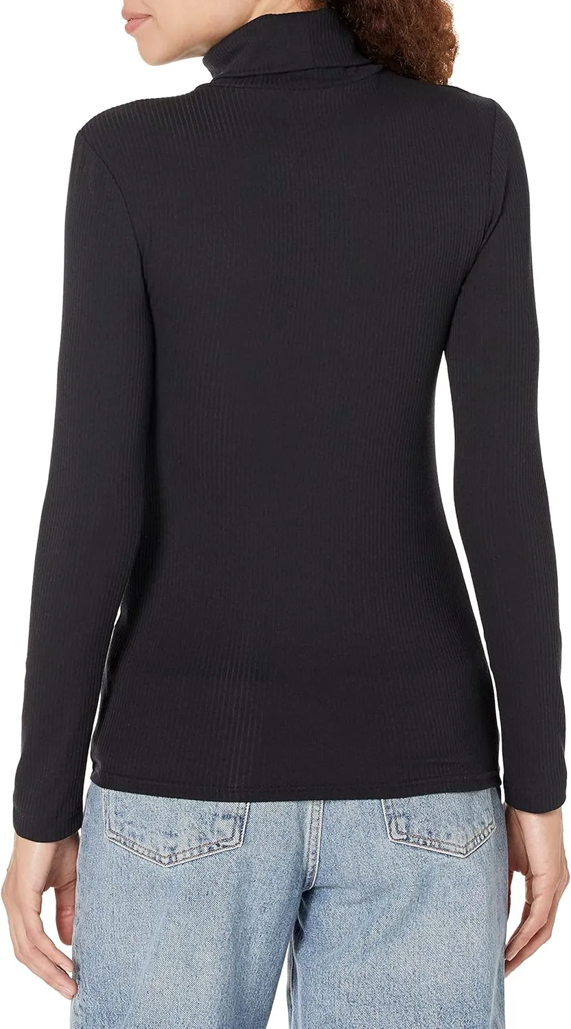 Amazon Essentials Women's Slim-Fit Layering Long Sleeve Knit Rib Turtleneck Top (Available in Plus Size), Pack of 2