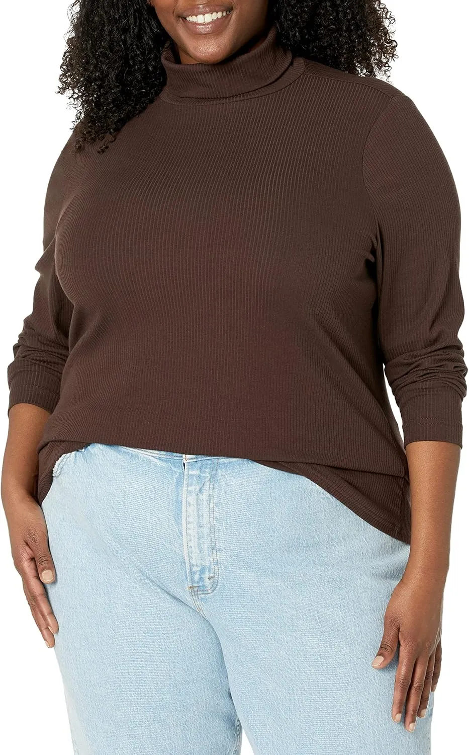 Amazon Essentials Women's Slim-Fit Layering Long Sleeve Knit Rib Turtleneck Top (Available in Plus Size), Pack of 2