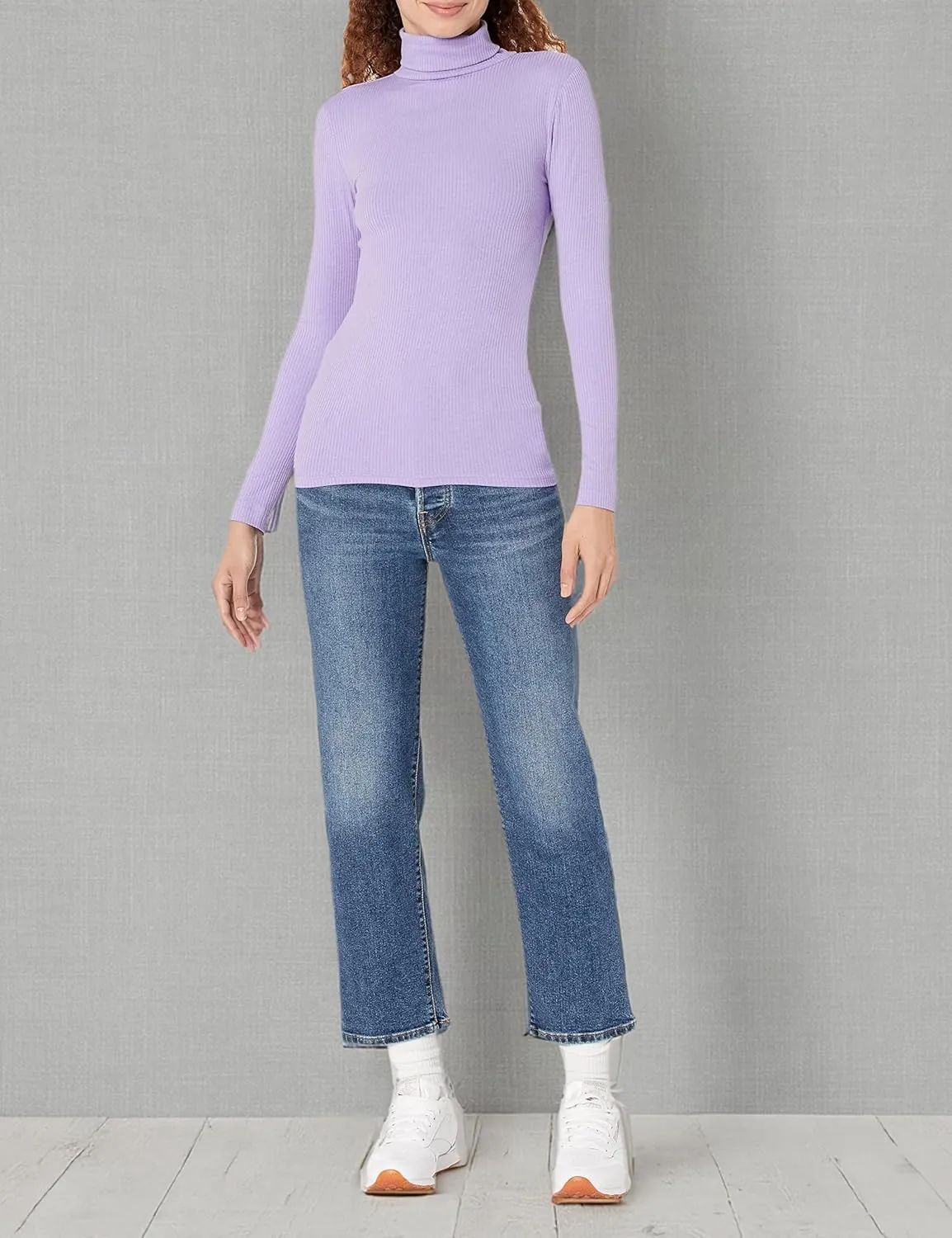 Amazon Essentials Women's Slim-Fit Layering Long Sleeve Knit Rib Turtleneck Top (Available in Plus Size), Pack of 2