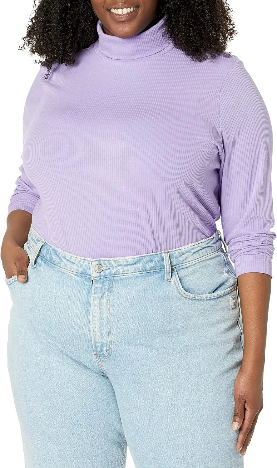 Amazon Essentials Women's Slim-Fit Layering Long Sleeve Knit Rib Turtleneck Top (Available in Plus Size), Pack of 2