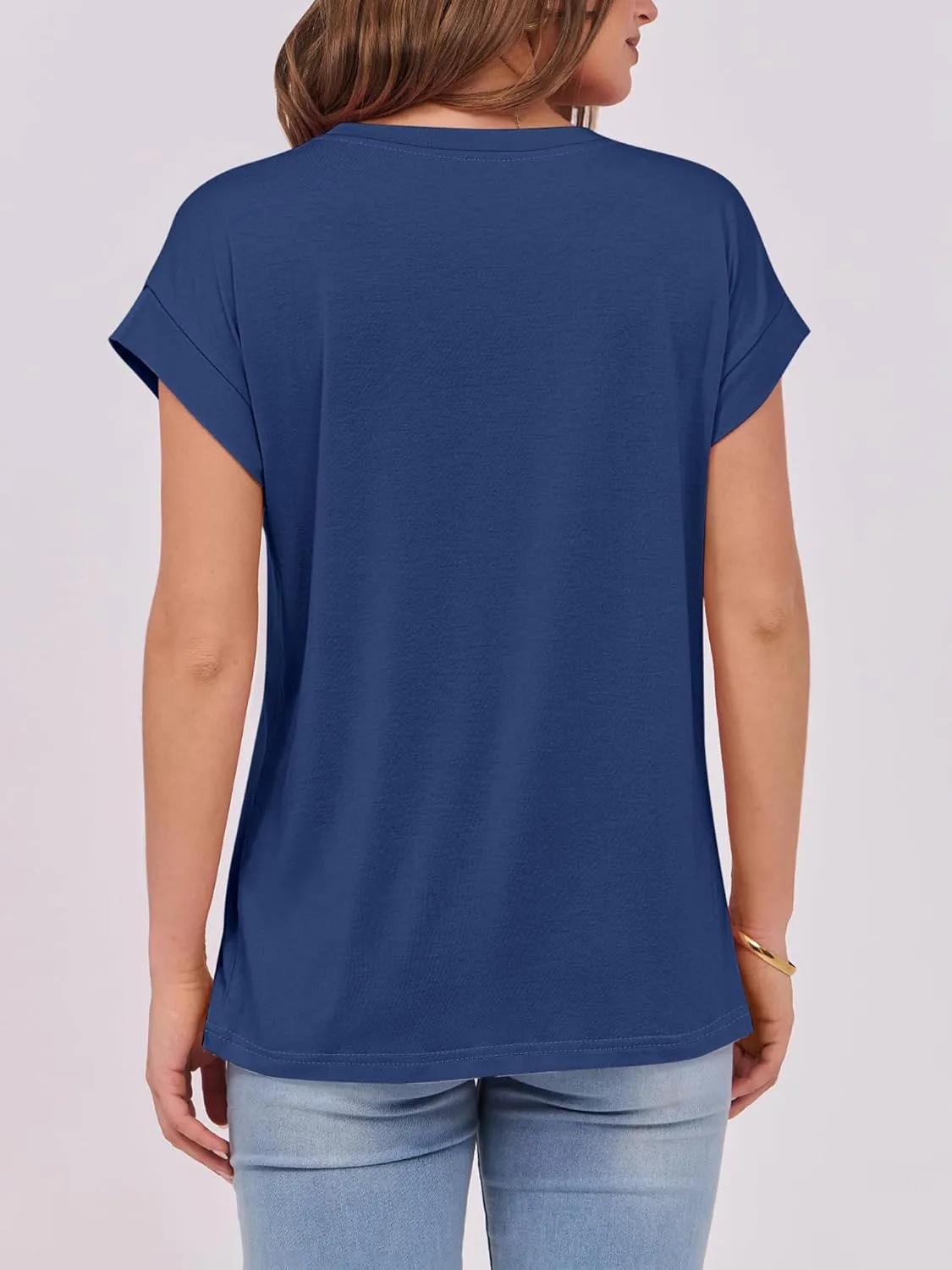 ANRABESS Womens Tops Summer Cap Sleeve Basic Tshirts Loose Fit Business Casual Tee Shirts