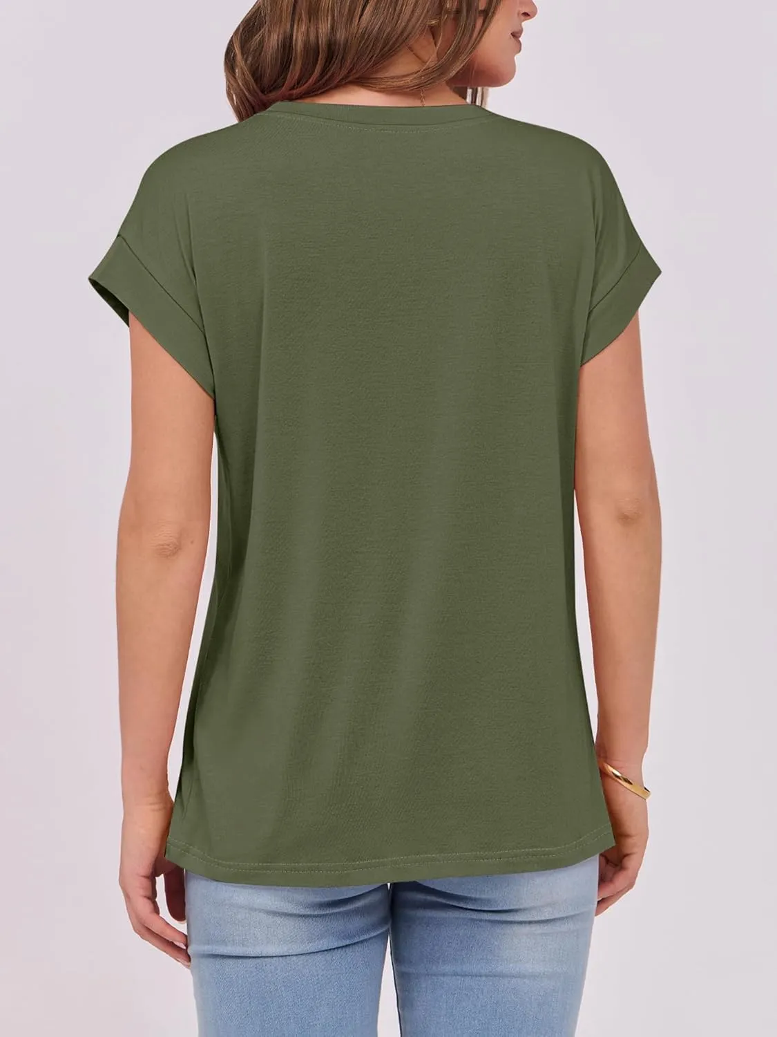 ANRABESS Womens Tops Summer Cap Sleeve Basic Tshirts Loose Fit Business Casual Tee Shirts