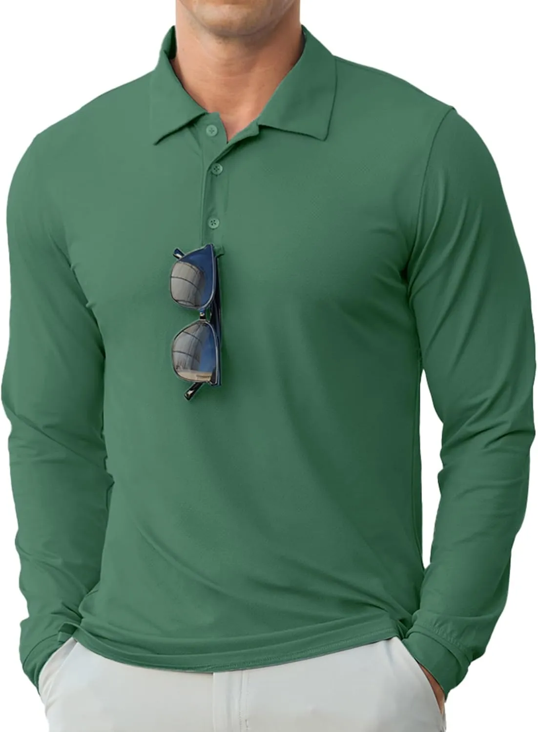 Askdeer Men's Golf Polo Shirts Long Sleeve UPF 50  Performance Collar Shirts Lightweight Summer Casual Quick Dry Tee