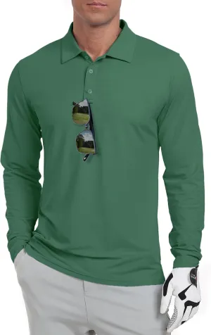 Askdeer Men's Golf Polo Shirts Long Sleeve UPF 50  Performance Collar Shirts Lightweight Summer Casual Quick Dry Tee