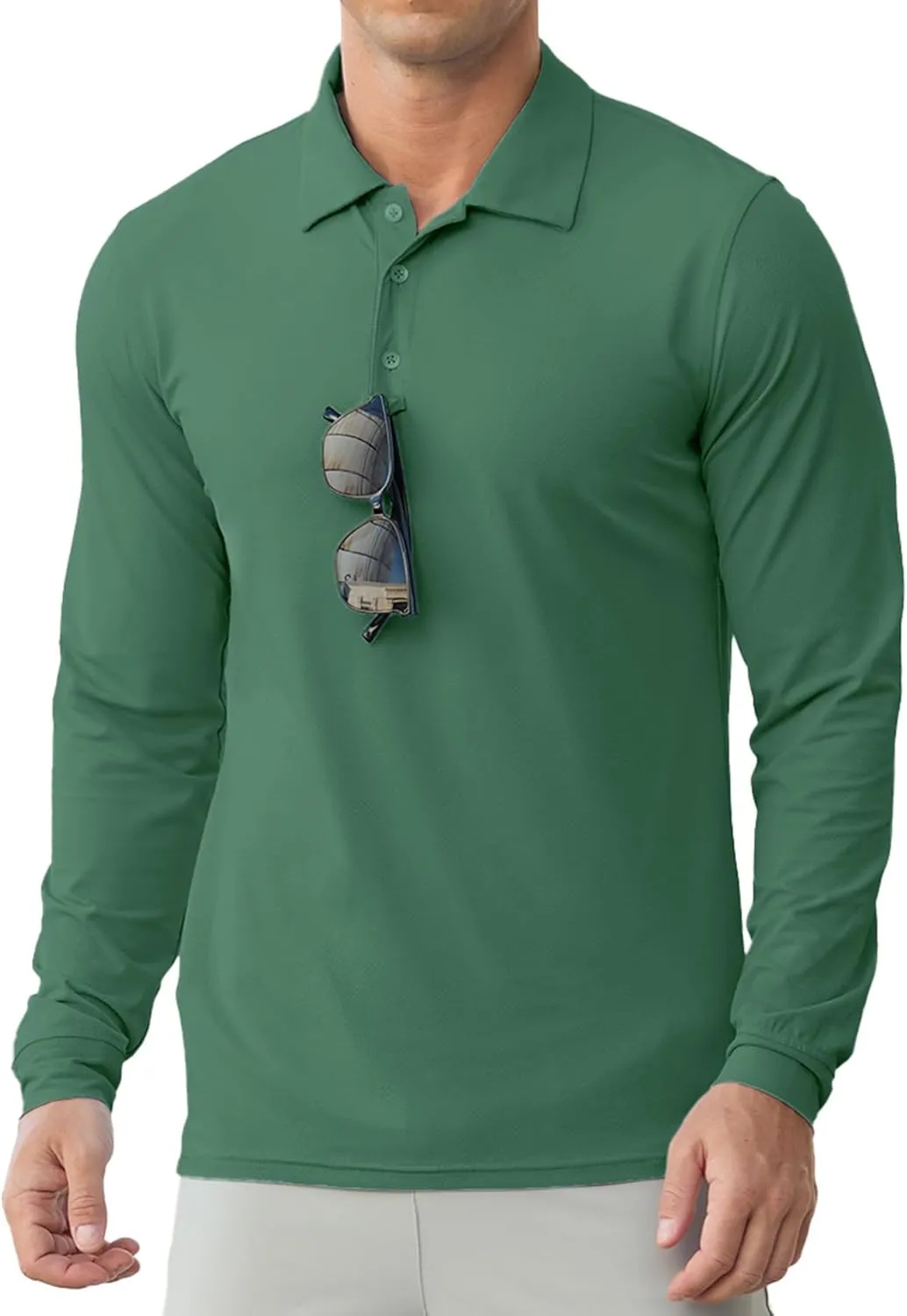 Askdeer Men's Golf Polo Shirts Long Sleeve UPF 50  Performance Collar Shirts Lightweight Summer Casual Quick Dry Tee