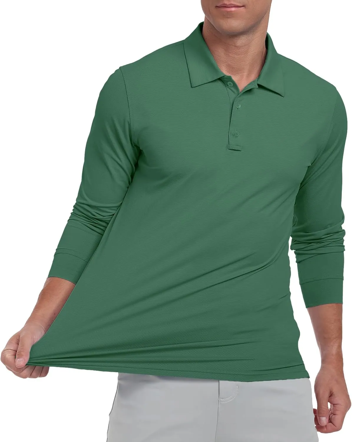 Askdeer Men's Golf Polo Shirts Long Sleeve UPF 50  Performance Collar Shirts Lightweight Summer Casual Quick Dry Tee