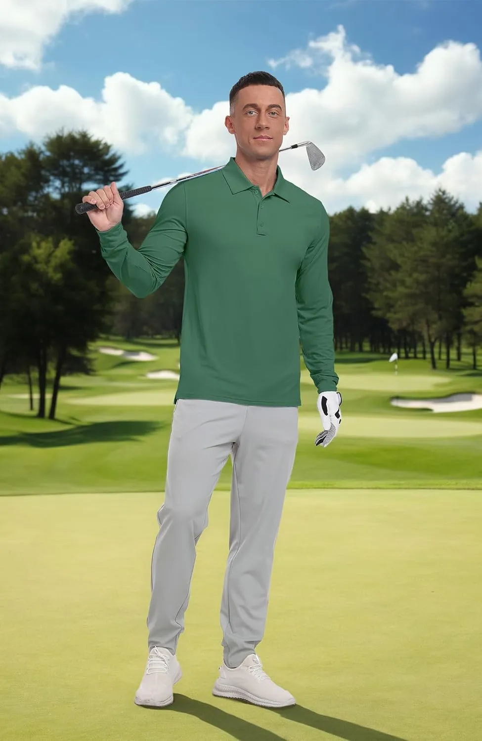 Askdeer Men's Golf Polo Shirts Long Sleeve UPF 50  Performance Collar Shirts Lightweight Summer Casual Quick Dry Tee