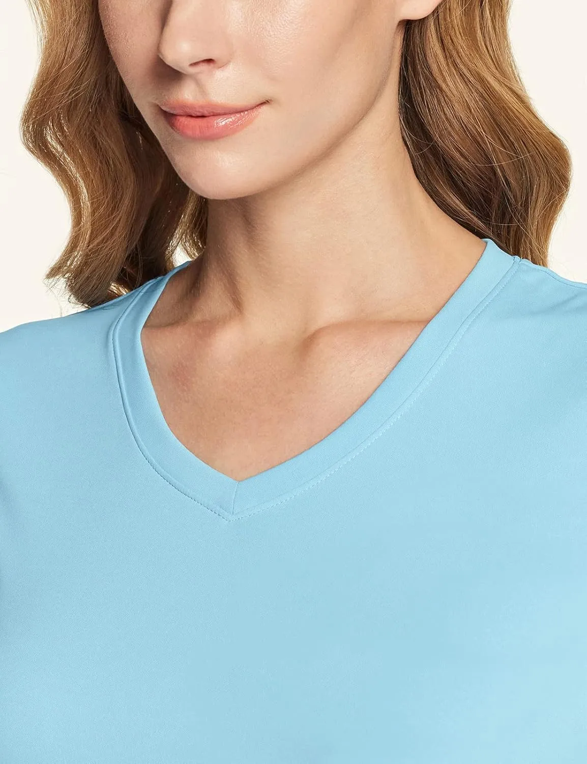 ATHLIO Women's V-Neck Rash Guard Swim Shirts, UPF 50  UV Protection Short Sleeve T-Shirts, Quick Dry Water Shirts