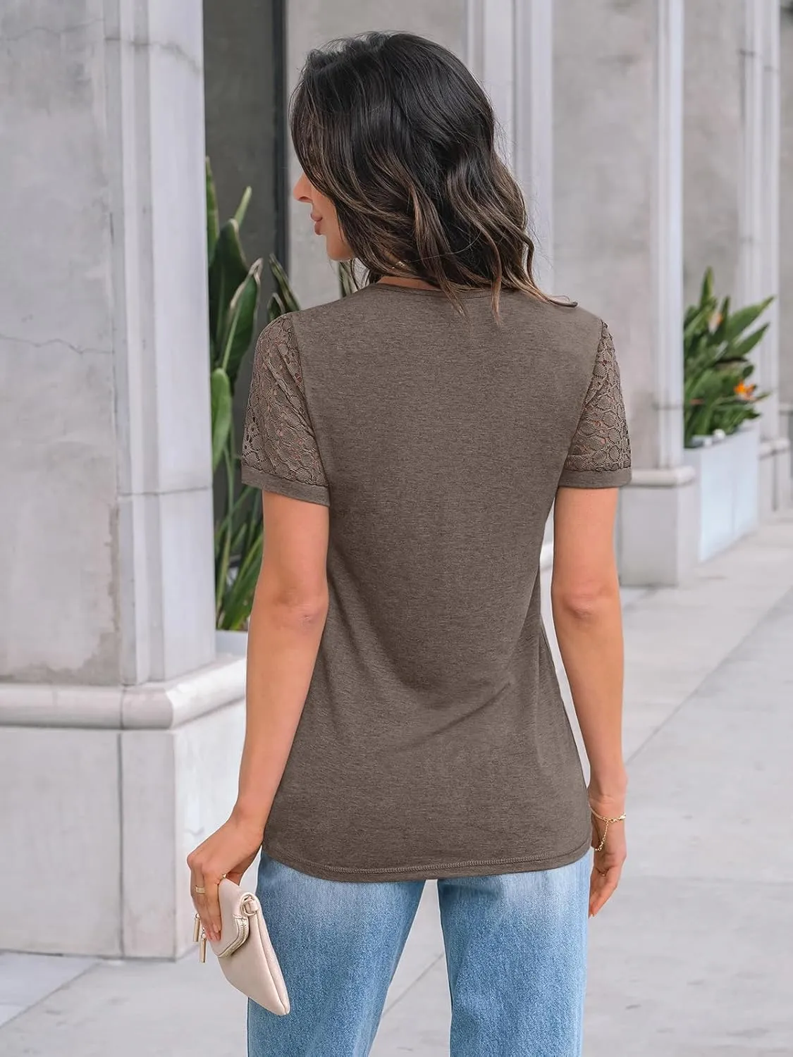AUTOMET Women's Short Sleeve Shirts Dressy Lace Summer Tops 2025 Spring Trendy Casual T-Shirts Cute Work Outfits Blouses