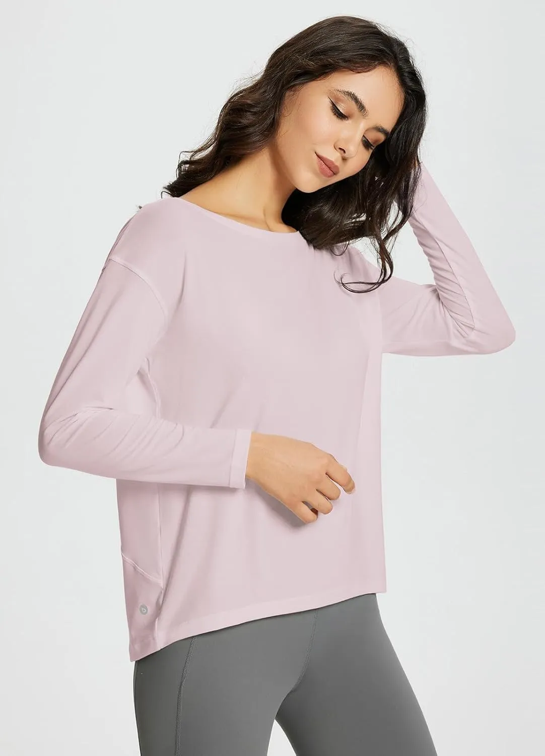 baleaf Women's Long Sleeve Workout Tops Active Running Shirts Loose Fit Quick Dry Athletic Soft