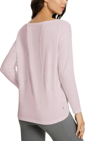 baleaf Women's Long Sleeve Workout Tops Active Running Shirts Loose Fit Quick Dry Athletic Soft