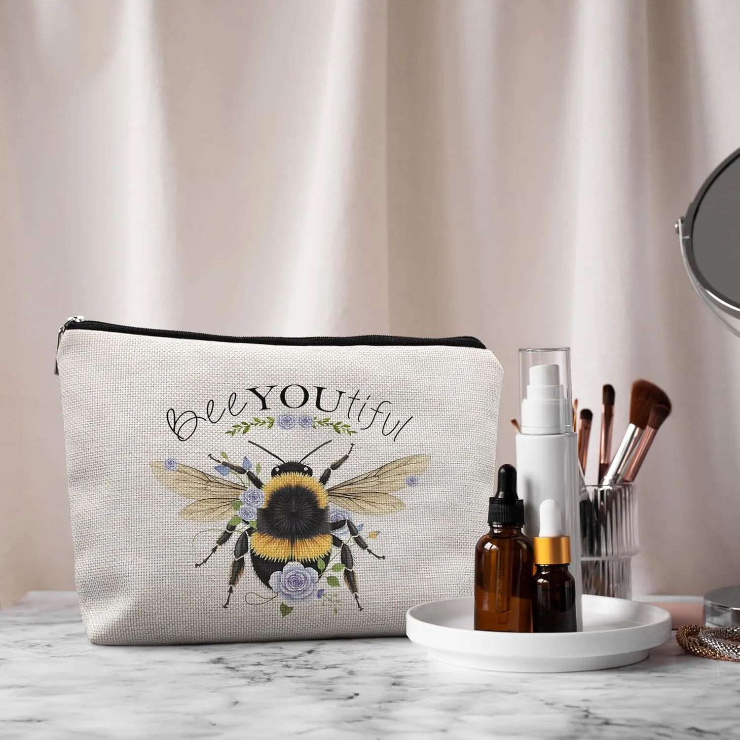 Bee Gifts for Bee Lovers Small Makeup Bag, Bee Gifts for Women, Honey Bee Gifts Cosmetic Bags for Women, Bee You Tiful BagStyle A
