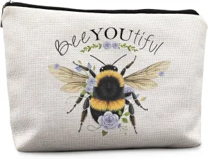 Bee Gifts for Bee Lovers Small Makeup Bag, Bee Gifts for Women, Honey Bee Gifts Cosmetic Bags for Women, Bee You Tiful BagStyle A