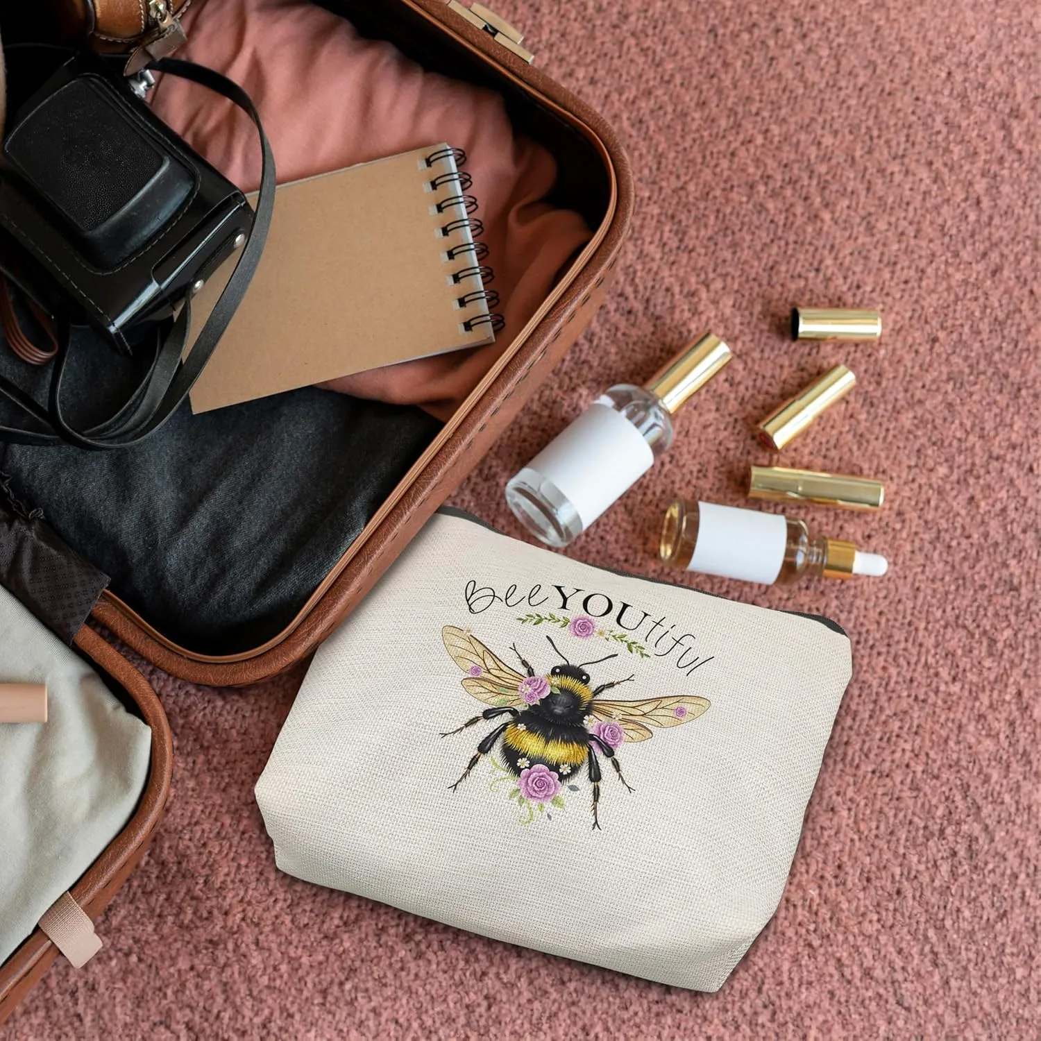 Bee Gifts for Bee Lovers Small Makeup Bag, Bee Gifts for Women, Honey Bee Gifts Cosmetic Bags for Women, Bee You Tiful BagStyle B